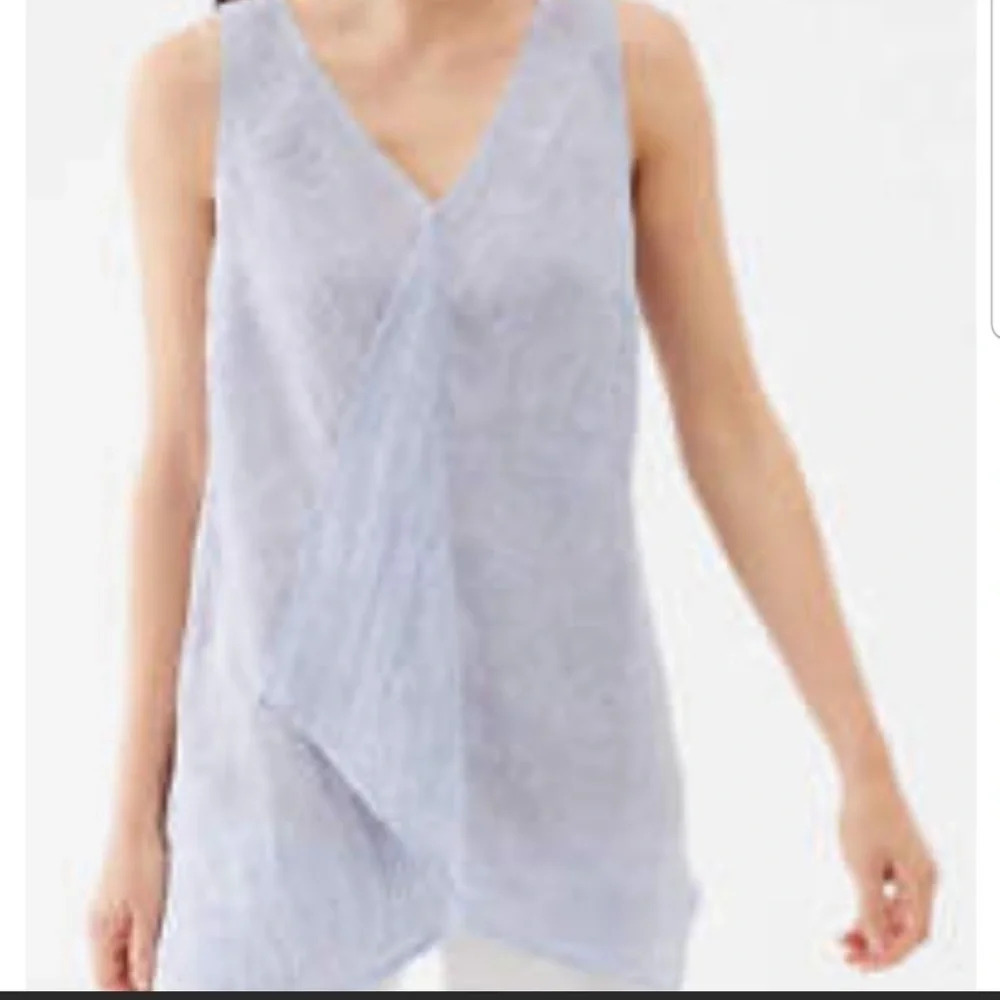 J Jill Pure Jill size Small Light Purple 100% Linen Crinkle Tank Top‎ Ruffle